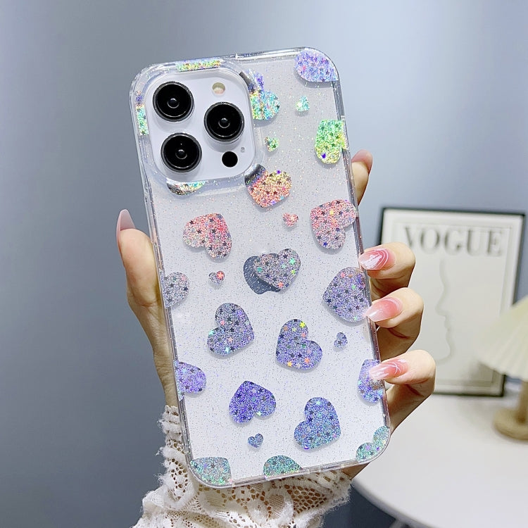 For iPhone 12 Pro Max Little Star Series Glitter Powder TPU Phone Case(Love Heart) - iPhone 12 Pro Max Cases by buy2fix | Online Shopping UK | buy2fix