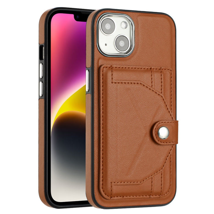 For iPhone 14 Shockproof Leather Phone Case with Card Holder(Brown) - iPhone 14 Cases by buy2fix | Online Shopping UK | buy2fix