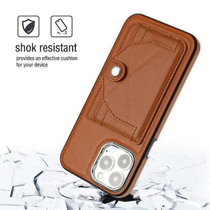 For iPhone 14 Pro Max Shockproof Leather Phone Case with Card Holder(Brown) - iPhone 14 Pro Max Cases by buy2fix | Online Shopping UK | buy2fix