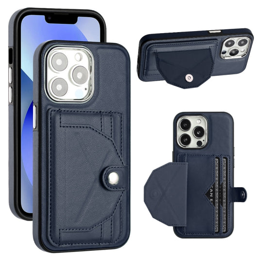 For iPhone 13 Pro Shockproof Leather Phone Case with Card Holder(Blue) - iPhone 13 Pro Cases by buy2fix | Online Shopping UK | buy2fix