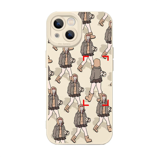 For iPhone 13 Pro Max Liquid Silicone Pedestrians Pattern Phone Case(Beige) - iPhone 13 Pro Max Cases by buy2fix | Online Shopping UK | buy2fix