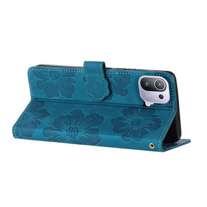 For Xiaomi Mi 11 Pro Flower Embossing Pattern Leather Phone Case(Blue) - Xiaomi Cases by buy2fix | Online Shopping UK | buy2fix