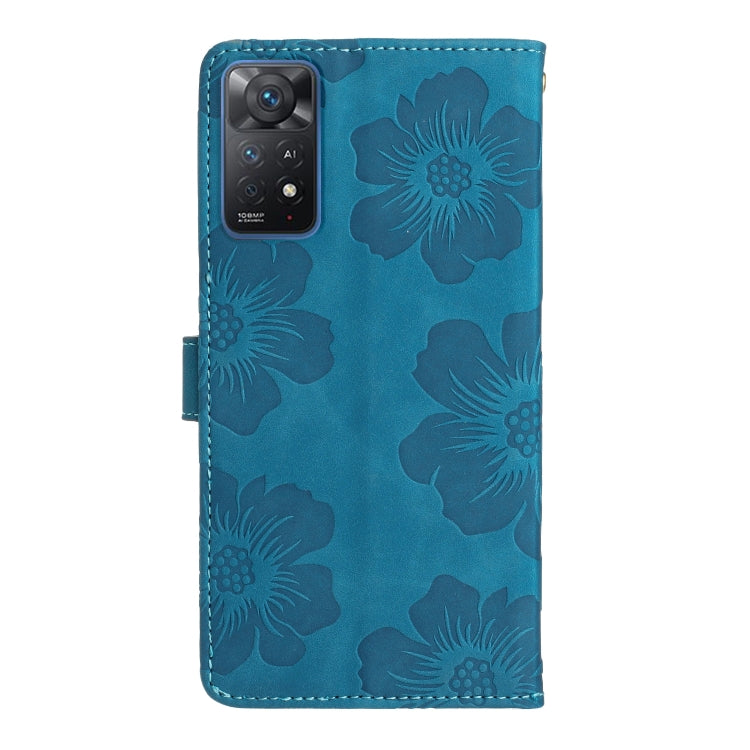 For Xiaomi Redmi Note 11 Pro 5G Global Flower Embossing Pattern Leather Phone Case(Blue) - Redmi Note 11 Pro Case by buy2fix | Online Shopping UK | buy2fix