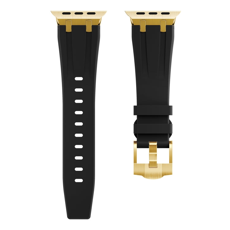 AP Silicone Watch Band For Apple Watch 7 45mm(Gold Black) - Watch Bands by buy2fix | Online Shopping UK | buy2fix