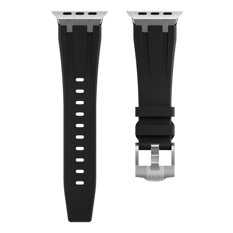 AP Silicone Watch Band For Apple Watch 9 41mm(Silver Black) - Watch Bands by buy2fix | Online Shopping UK | buy2fix