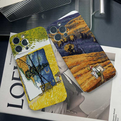 For iPhone 14 Plus Precise Hole Oil Painting Pattern PC Phone Case(Evening Breeze) - iPhone 14 Plus Cases by buy2fix | Online Shopping UK | buy2fix