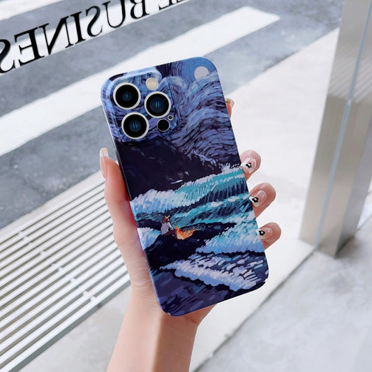 For iPhone 13 Pro Max Precise Hole Oil Painting Pattern PC Phone Case(Sea Wave) - iPhone 13 Pro Max Cases by buy2fix | Online Shopping UK | buy2fix