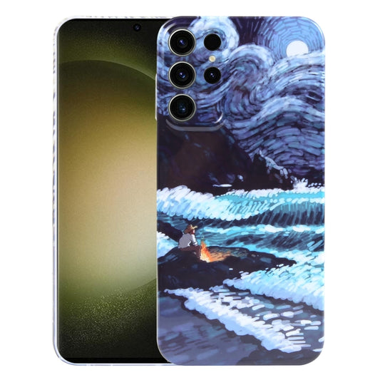 For Samsung Galaxy S23 Ultra 5G Precise Hole Oil Painting Pattern PC Phone Case(Sea Wave) - Galaxy S23 Ultra 5G Cases by buy2fix | Online Shopping UK | buy2fix