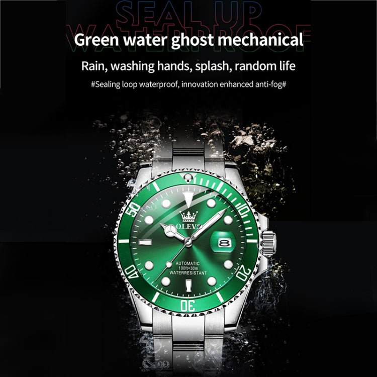 OLEVS 6650 Men Luminous Waterproof Mechanical Watch(Green) - Metal Strap Watches by OLEVS | Online Shopping UK | buy2fix