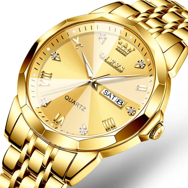 OLEVS 9931 Men Luminous Waterproof Quartz Watch(Gold) - Metal Strap Watches by OLEVS | Online Shopping UK | buy2fix
