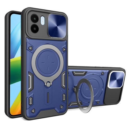 For Xiaomi Redmi A1 4G CD Texture Sliding Camshield Magnetic Holder Phone Case(Blue) - Xiaomi Cases by buy2fix | Online Shopping UK | buy2fix