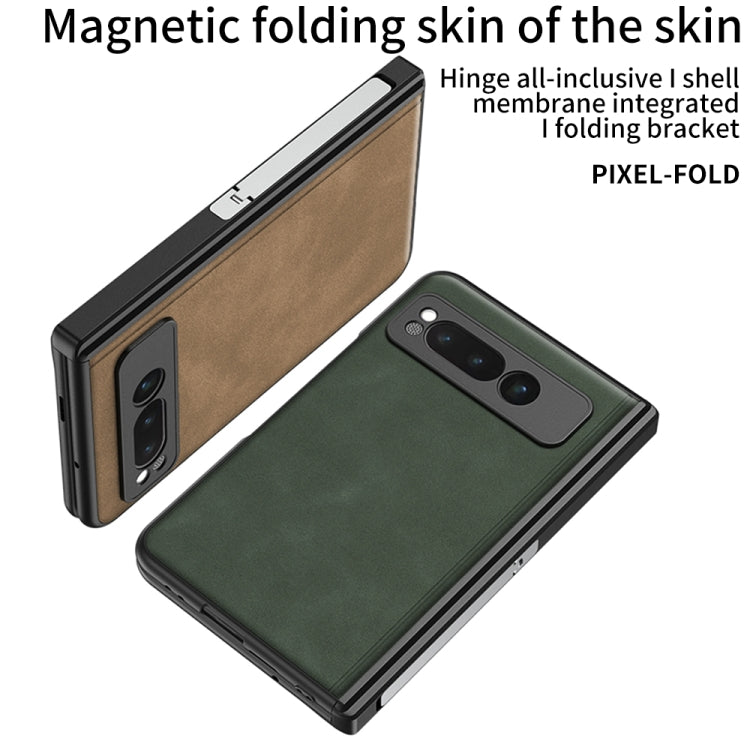 For Google Pixel Fold GKK Integrated Frosted Fold Hinge Leather Phone Case with Holder(Black) - Google Cases by GKK | Online Shopping UK | buy2fix