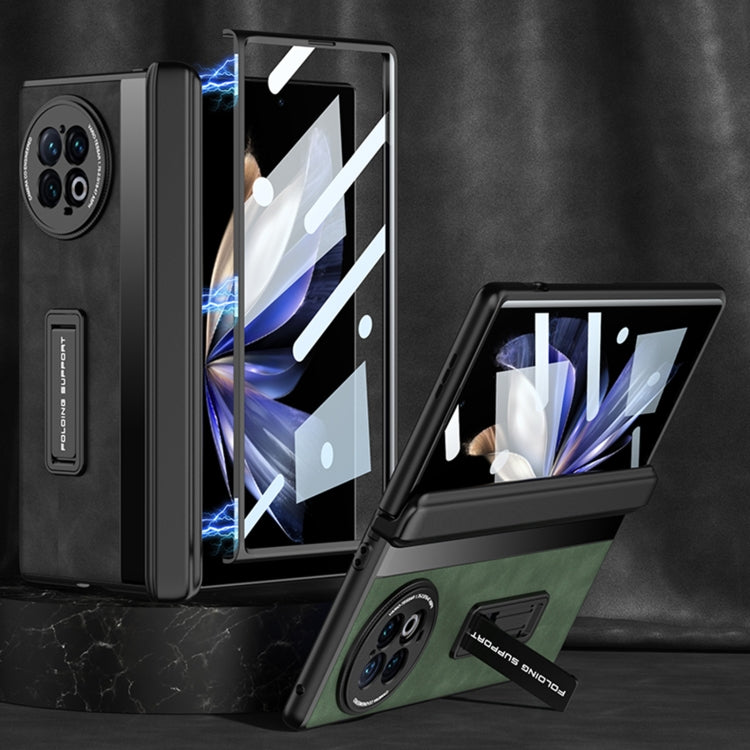 For vivo X Fold2 GKK Integrated Frosted Fold Hinge Leather Phone Case with Holder(Black) - vivo Cases by GKK | Online Shopping UK | buy2fix