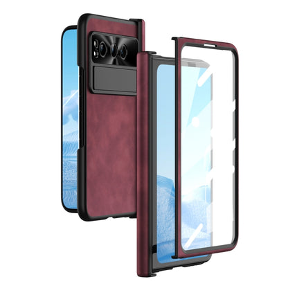 For Google Pixel Fold Napa Texture All-inclusive Phone Case(Red) - Google Cases by buy2fix | Online Shopping UK | buy2fix