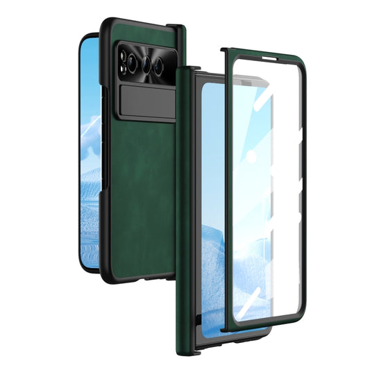 For Google Pixel Fold Napa Texture All-inclusive Phone Case(Green) - Google Cases by buy2fix | Online Shopping UK | buy2fix