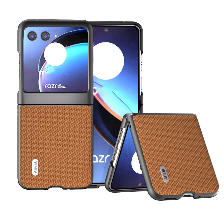 For Motorola Razr 40 Ultra ABEEL Carbon Fiber Texture Protective Phone Case(Light Brown) - Motorola Cases by buy2fix | Online Shopping UK | buy2fix