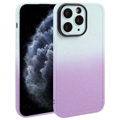 For iPhone 11 Pro Max Gradient Starry Silicone Phone Case with Lens Film(White Purple) - iPhone 11 Pro Max Cases by buy2fix | Online Shopping UK | buy2fix