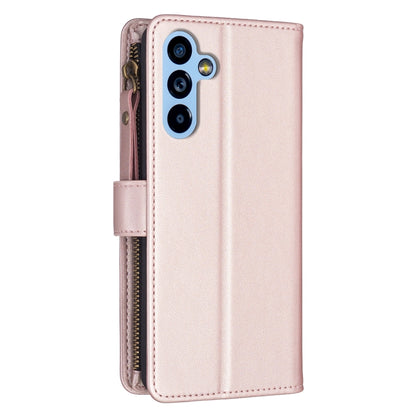 For Samsung Galaxy A54 5G 9 Card Slots Zipper Wallet Leather Flip Phone Case(Rose Gold) - Galaxy Phone Cases by buy2fix | Online Shopping UK | buy2fix