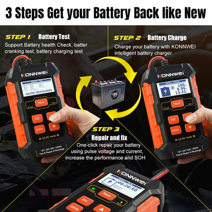 KONNWEI KW520 12V / 24V 3 in 1 Car Battery Tester with Detection & Repair & Charging Function(UK Plug) - Code Readers & Scan Tools by KONNWEI | Online Shopping UK | buy2fix