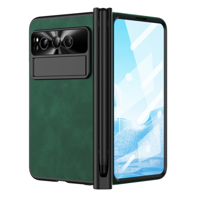 For Google Pixel Fold Integrated Napa Texture All-inclusive Phone Case with Pen Slot(Green) - Google Cases by buy2fix | Online Shopping UK | buy2fix