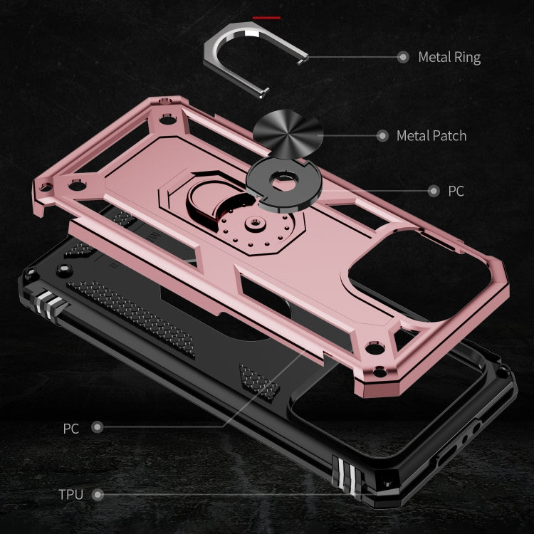 For iPhone 15 Plus Shockproof TPU + PC Phone Case with Holder(Rose Gold) - iPhone 15 Plus Cases by buy2fix | Online Shopping UK | buy2fix