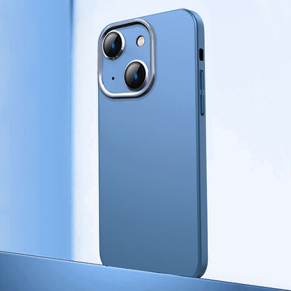 For iPhone 14 Plus Frosted Metal Material Phone Case with Lens Protection(Blue) - iPhone 14 Plus Cases by buy2fix | Online Shopping UK | buy2fix