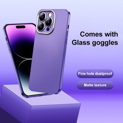 For iPhone 14 Plus Frosted Metal Material Phone Case with Lens Protection(Blue) - iPhone 14 Plus Cases by buy2fix | Online Shopping UK | buy2fix