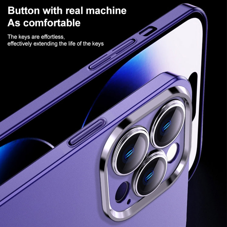 For iPhone 14 Frosted Metal Material Phone Case with Lens Protection(Light Blue) - iPhone 14 Cases by buy2fix | Online Shopping UK | buy2fix