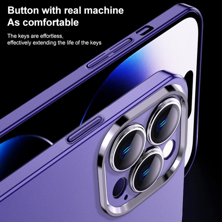 For iPhone 12 Frosted Metal Material Phone Case with Lens Protection(Purple) - iPhone 12 / 12 Pro Cases by buy2fix | Online Shopping UK | buy2fix