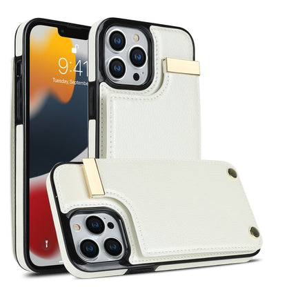 For iPhone 13 Pro Metal Buckle Card Slots Phone Case(White) - iPhone 13 Pro Cases by buy2fix | Online Shopping UK | buy2fix