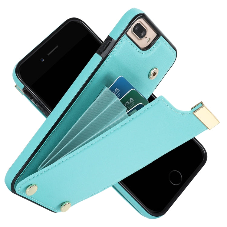 For iPhone 8 Plus / 7 Plus Metal Buckle Card Slots Phone Case(Green) - More iPhone Cases by buy2fix | Online Shopping UK | buy2fix