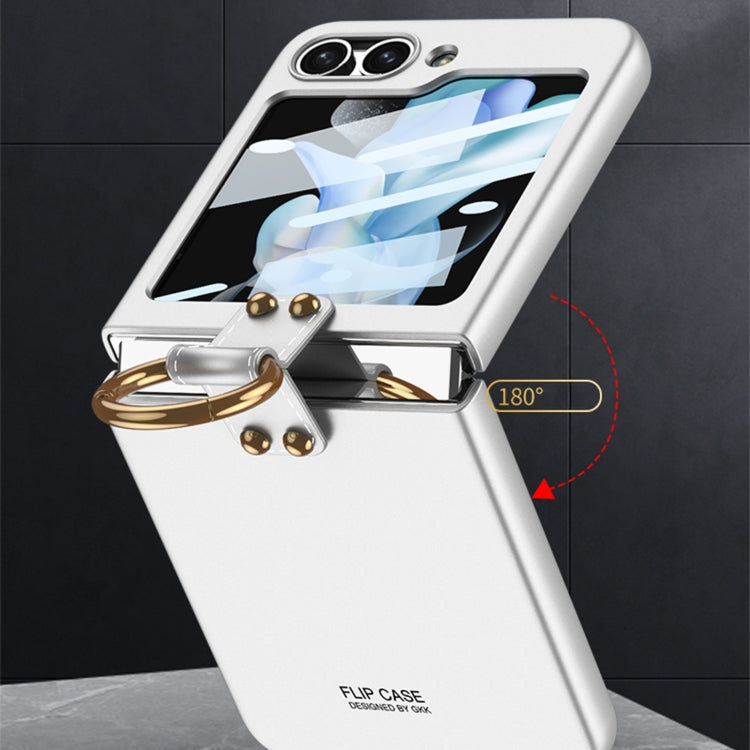 For Samsung Galaxy Z Flip5 GKK Ultra-thin PC Full Coverage Phone Case with Ring Holder / Tempered Film(Grey) - Galaxy Z Flip5 Cases by GKK | Online Shopping UK | buy2fix