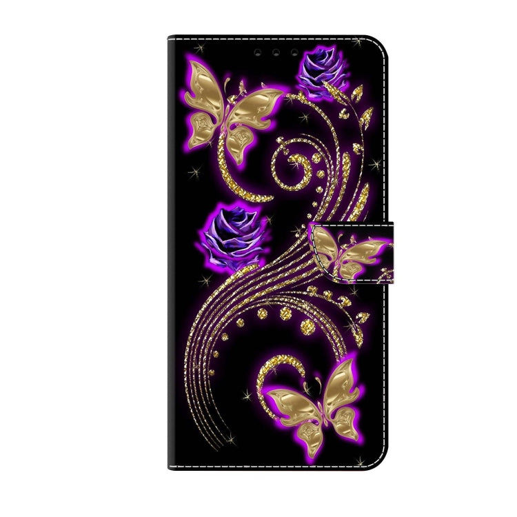 For Xiaomi Redmi 10C Crystal 3D Shockproof Protective Leather Phone Case(Purple Flower Butterfly) - Xiaomi Cases by buy2fix | Online Shopping UK | buy2fix