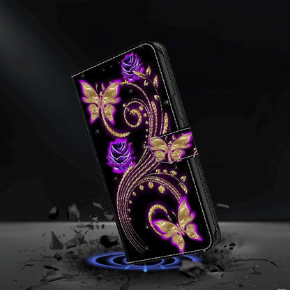 For Xiaomi Redmi Note 8 Pro Crystal 3D Shockproof Protective Leather Phone Case(Purple Flower Butterfly) - Xiaomi Cases by buy2fix | Online Shopping UK | buy2fix