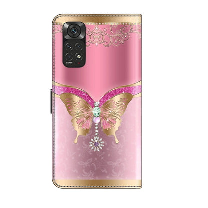 For Xiaomi Redmi Note 11 Global Crystal 3D Shockproof Protective Leather Phone Case(Pink Bottom Butterfly) - Xiaomi Cases by buy2fix | Online Shopping UK | buy2fix