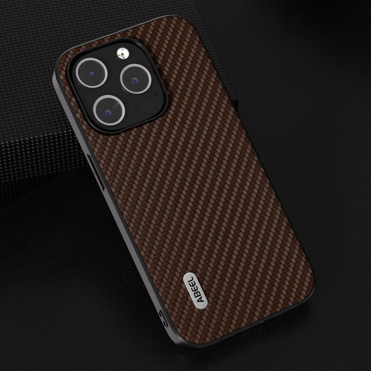 For iPhone 14 Pro ABEEL Carbon Fiber Texture Protective Phone Case(Dark Brown) - iPhone 14 Pro Cases by buy2fix | Online Shopping UK | buy2fix