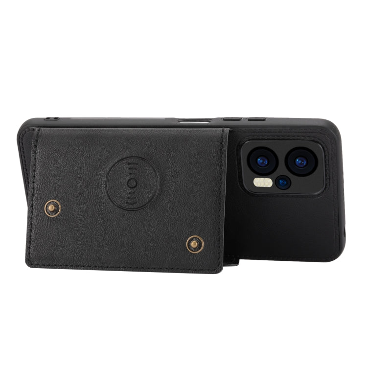 For Xiaomi Redmi Note 12 Turbo/Poco F5 Double Buckle Card Slots Magnetic Phone Case(Black) - Xiaomi Cases by buy2fix | Online Shopping UK | buy2fix