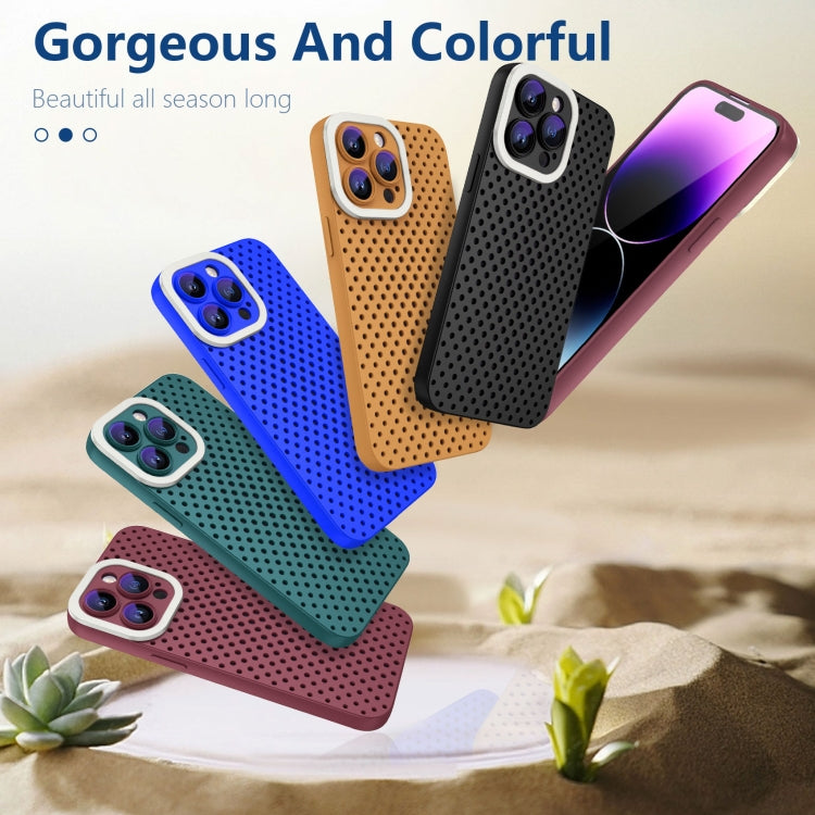 For iPhone 12 Hollow Heat Dissipation TPU Phone Case(Blue) - iPhone 12 / 12 Pro Cases by buy2fix | Online Shopping UK | buy2fix