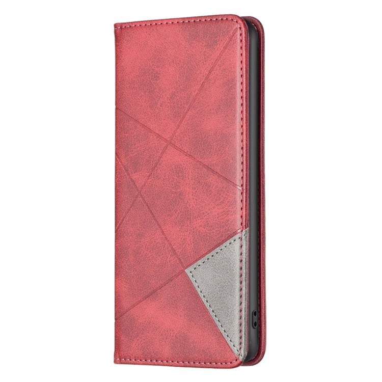 For iPhone 15 Pro Max Rhombus Texture Magnetic Leather Phone Case(Red) - iPhone 15 Pro Max Cases by buy2fix | Online Shopping UK | buy2fix