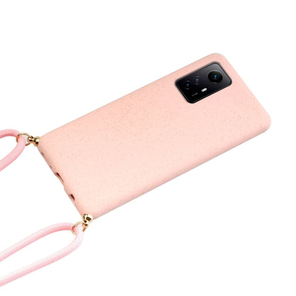 For Xiaomi Redmi Note 12S Wheat Straw Material + TPU Phone Case with Lanyard(Pink) - Xiaomi Cases by buy2fix | Online Shopping UK | buy2fix