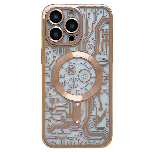 For iPhone 13 Pro Max Electroplated Circuit Board Pattern MagSafe Phone Case(Gold) - iPhone 13 Pro Max Cases by buy2fix | Online Shopping UK | buy2fix