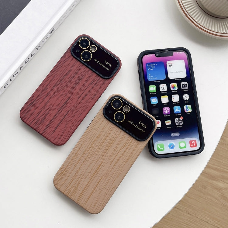 For iPhone XS Max Wood Grain TPU Phone Case with Lens Film(Red) - More iPhone Cases by buy2fix | Online Shopping UK | buy2fix
