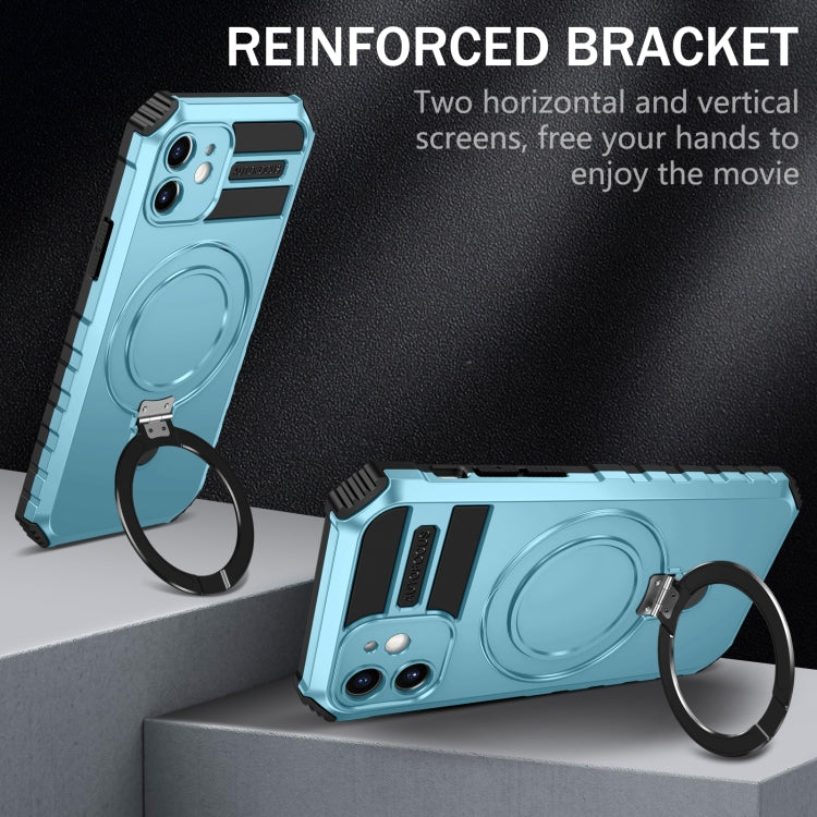 For iPhone 12 MagSafe Magnetic Holder Phone Case(Light Blue) - iPhone 12 / 12 Pro Cases by buy2fix | Online Shopping UK | buy2fix