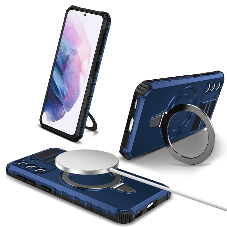 For Samsung Galaxy S21 5G MagSafe Magnetic Holder Phone Case(Blue) - Galaxy S21 5G Cases by buy2fix | Online Shopping UK | buy2fix