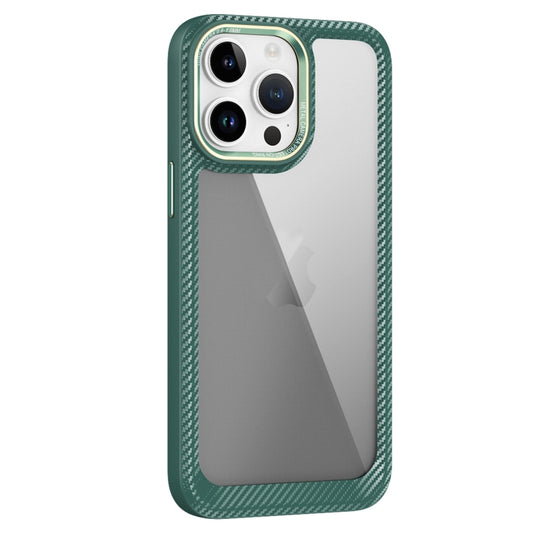 For iPhone 13 Pro Max Carbon Fiber Transparent Back Panel Phone Case(Green) - iPhone 13 Pro Max Cases by buy2fix | Online Shopping UK | buy2fix