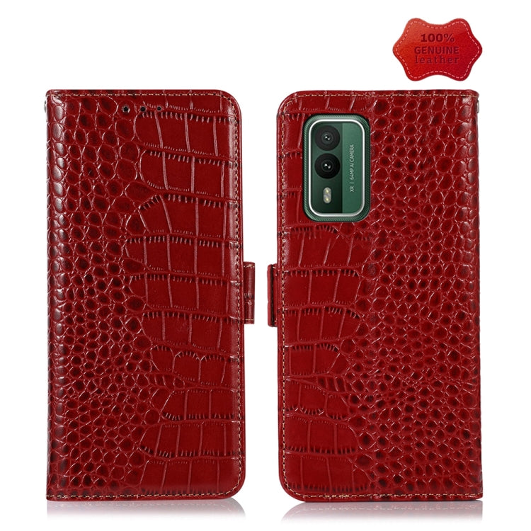 For Nokia XR21 Crocodile Top Layer Cowhide Leather Phone Case(Red) - Nokia Cases by buy2fix | Online Shopping UK | buy2fix