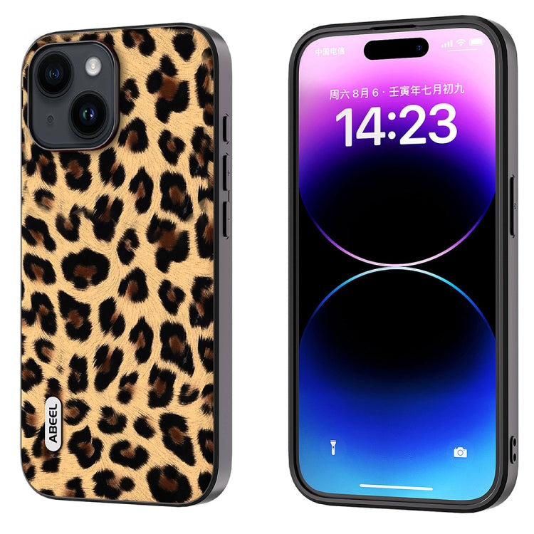 For iPhone 15 Plus ABEEL Black Edge Leopard Phone Case(Leopard Print) - iPhone 15 Plus Cases by buy2fix | Online Shopping UK | buy2fix