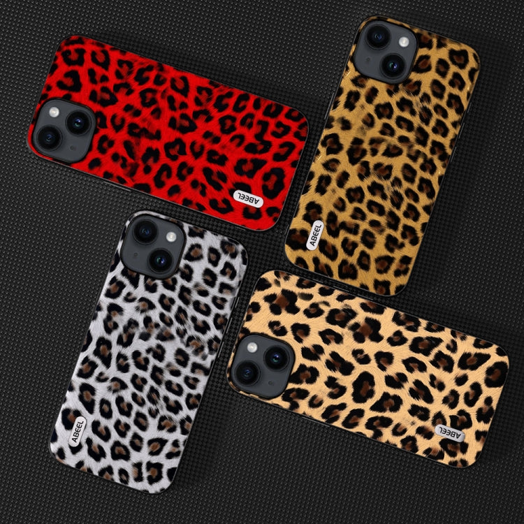 For iPhone 14 Plus ABEEL Black Edge Leopard Phone Case(Silver Leopard) - iPhone 14 Plus Cases by buy2fix | Online Shopping UK | buy2fix