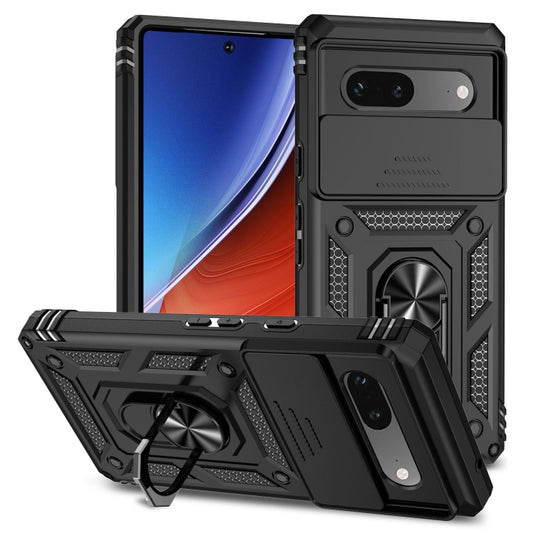 For Google Pixel 7a Sliding Camshield Holder Phone Case(Black) - Google Cases by buy2fix | Online Shopping UK | buy2fix