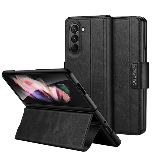 For Samsung Galaxy Z Fold5 SULADA All-inclusive Magnetic Snap Flip Leather Phone Case(Black) - Galaxy Z Fold5 Cases by SULADA | Online Shopping UK | buy2fix